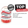 TAPE,FRAGILE,White,Poly Prop, 48x66 (Carton Price,6x6pc)
