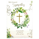 GREETING CARDS,Sympathy 6's Religious Wreath