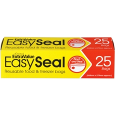 FOOD & FREEZER BAGS 25's Easy Seal, 268x279mm Boxed