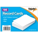 RECORD CARDS,Plain White 6x4in/152 x100mm 100's