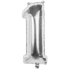 BALLOONS,Number 1 Silver 34" Helium Foil