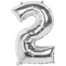 BALLOONS,Number 2 Silver 34" Helium Foil