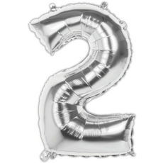 BALLOONS,Number 2 Silver 34" Helium Foil