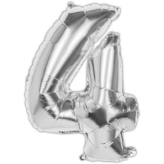 BALLOONS,Number 4 Silver 34" Helium Foil