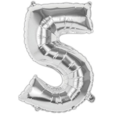BALLOONS,Number 5 Silver 34" Helium Foil
