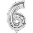 BALLOONS,Number 6 Silver Helium Foil