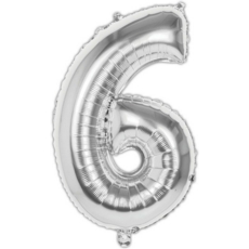 BALLOONS,Number 6 Silver Helium Foil
