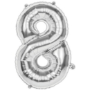 BALLOONS,Number 8 Silver 34" Helium Foil