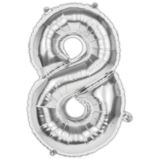 BALLOONS,Number 8 Silver 34" Helium Foil