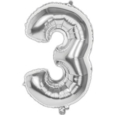 BALLOONS,Number 3 Silver Helium Foil