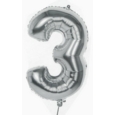 BALLOONS,Number 3 Silver Helium Foil