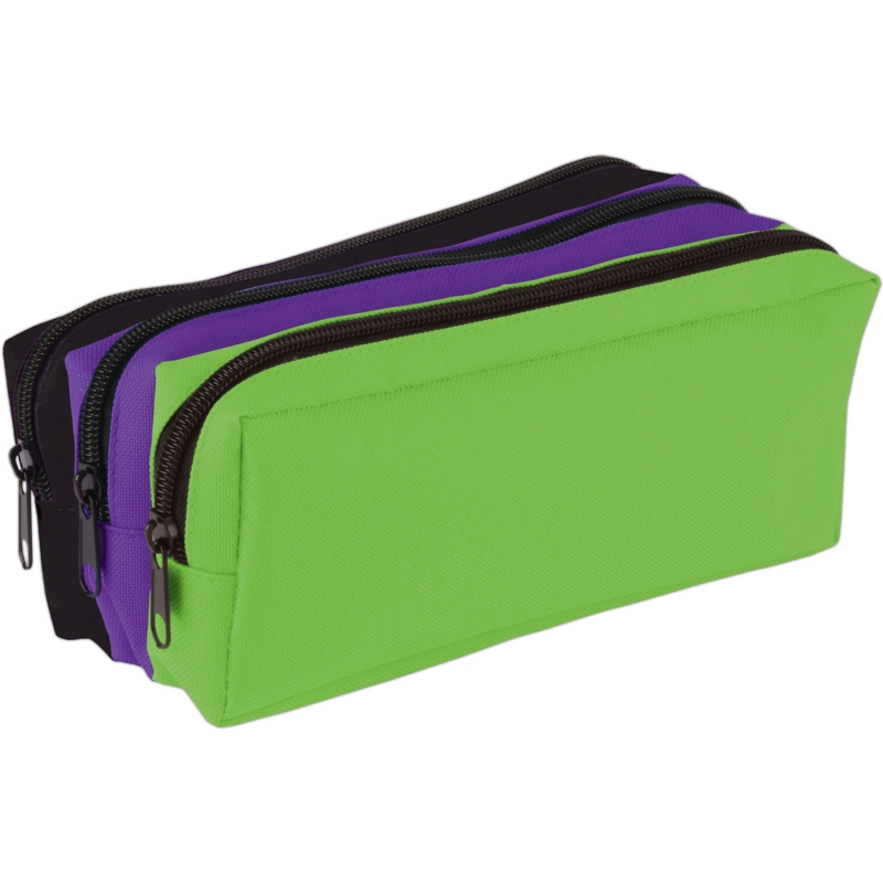 PENCIL CASE,3 Pocket Tri Colour Assorted (Tiger)
