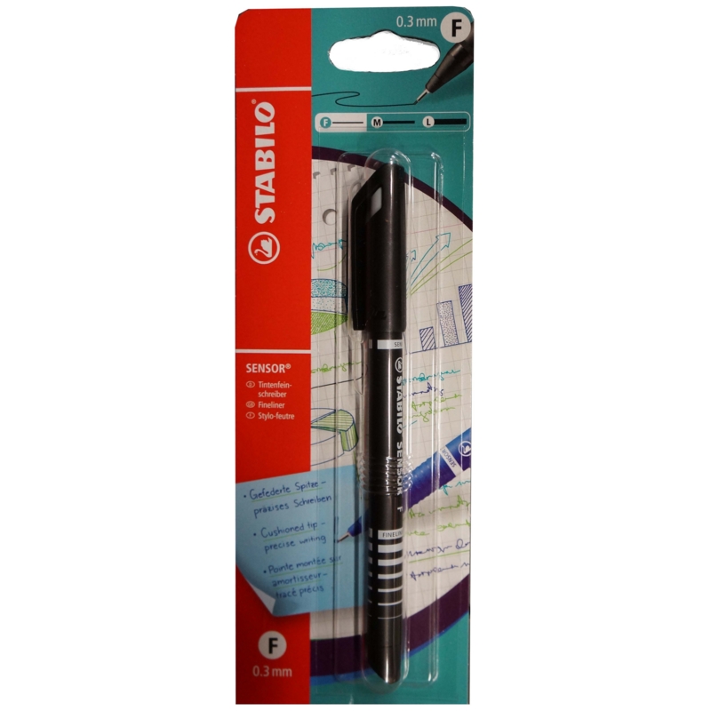 FINELINER SENSOR PEN, Black I/cd (Stabilo)