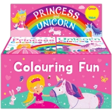 COLOURING BOOK,Mini Fun,64pg, Princess/Unicorn (Was 1.25)