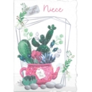 BIRTHDAY CARDS,Niece 6's Teapot Cactus. (Was 1.15)