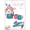 GREETING CARDS,Get Well 6's Tea, Flowers & Hearts