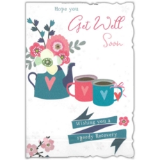 GET WELL CARDS, 6's Tea Flowers & Hearts (Was 1.15)