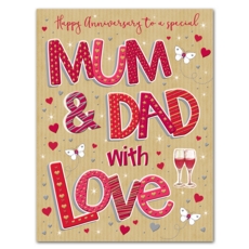 ANNIVERSARY CARDS,Mum & Dad Heart/Butterfly(Was 1.99)