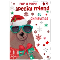 XMAS CARDS,Special Friend 6's Bear in Sunglasses (Was 1.15)