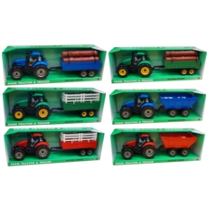 TRACTOR & TRAILER,Friction 38cm,6 Assorted,Bxd