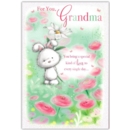 BIRTHDAY CARDS,Grandma 6's Floral Bunny Rabbit