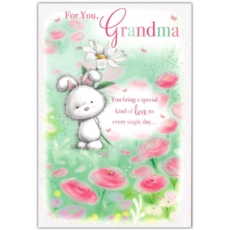 BIRTHDAY CARDS,Grandma 6's Floral Bunny Rabbit