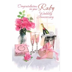 GREETING CARDS,Your Ruby Anni.6's Roses,Champagne