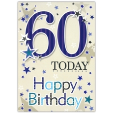 AGE 60 CARDS,Male 6's Text & Stars