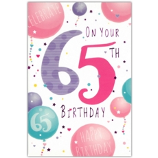 AGE 65 CARDS,Female 6's Balloons