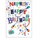 BIRTHDAY CARDS,Nephew 6's Text & Stars & Party Poppers