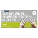 GLOVES,Clear Vinyl Powder Free Large In Box of 100's