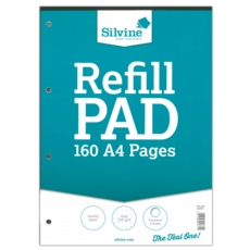 REFILL PAD,A4 5mm Dot Grid Ruling, Silvine, 160 page 80lv