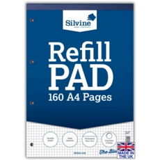 REFILL PAD,A4 Squares 5mm Silvine 160 page 80lv