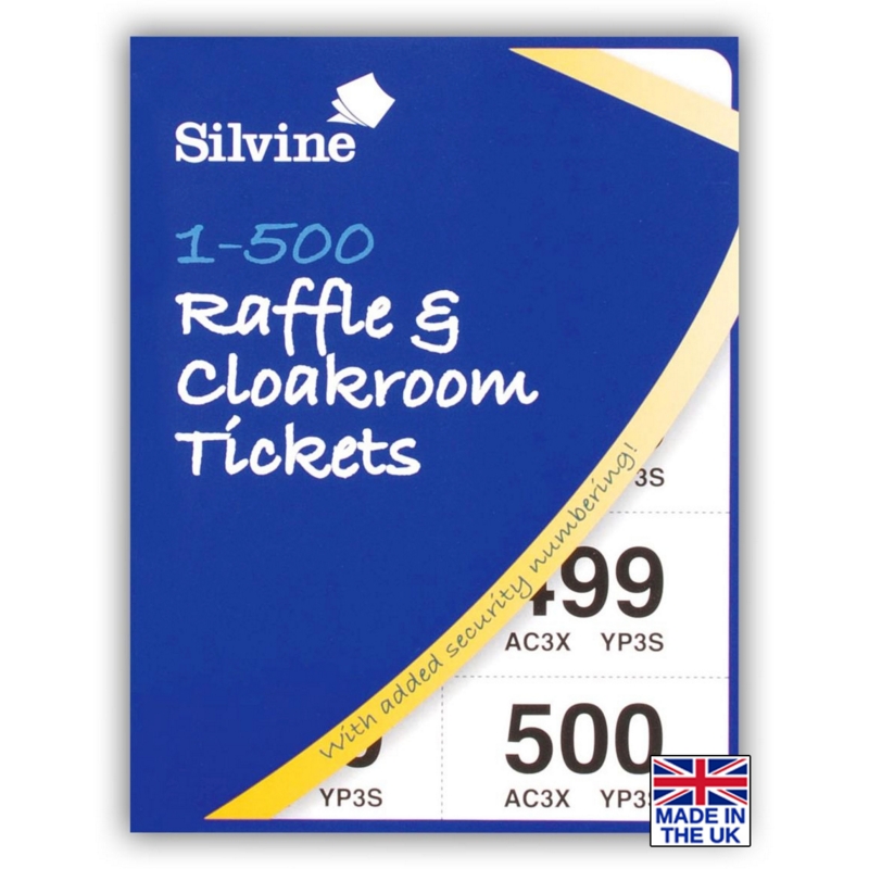 RAFFLE & CLOAKROOM TICKETS, 1-500 Security Coded Silvine