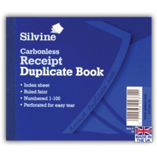 RECEIPT BOOK,Duplicate Carbonless 4x5 100lv (Silvine)