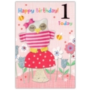 GREETING CARDS,Age 1 Female 6's Knitted Owl Bees & Flowers