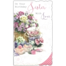 BIRTHDAY CARDS,Sister 6's Floral Teacups (Was 1.15)