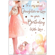 BIRTHDAY CARDS,Daught. in Law 6's Dress & Balloons(Was 1.89)