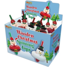 SPINNING TOP, CHRISTMAS, Wooden, 2 Asst.  in CDU