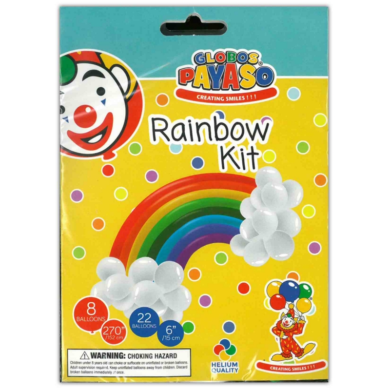BALLOON KIT, Rainbow,8x152cm & 22x15cm Balloons  H/pk