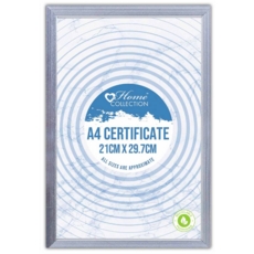 PHOTO FRAME,A4 Certificate Sq. Silver Frame, Glass Insert
