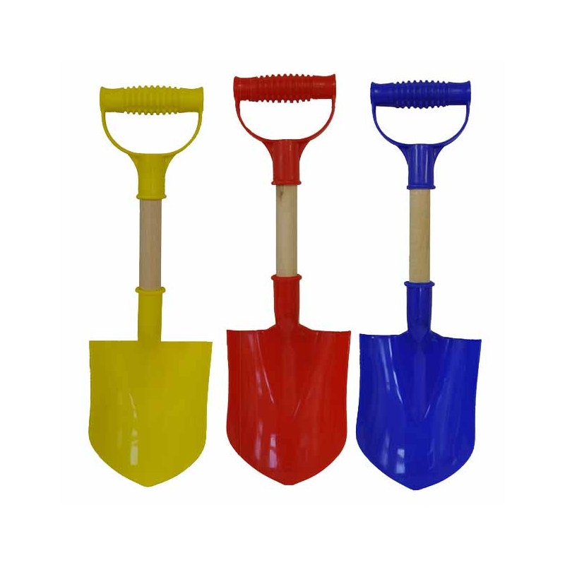 SPADE,Shield Stubby, Wooden Handle, 3 Asst Col. 36cm