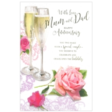 ANNIVERSARY CARDS,Ruby 6's Champagne & Rose(Was 1.25)