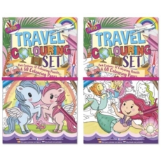 TRAVEL COLOURING SET Unicorns & Mermaids Asst