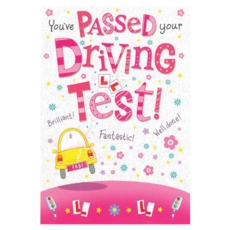 GREETING CARDS,Driving Test Pass Female 6's Text