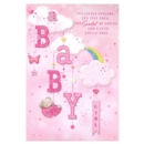 GREETING CARDS,Baby Girl 6's Clouds & Rainbow