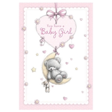 GREETING CARDS,Baby Girl 6's Teddy Bear & Balloon