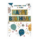 BIRTHDAY CARDS,6's Balloons,Stars & Streamers