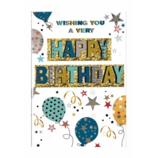 BIRTHDAY CARDS,6's Balloons,Stars & Streamers