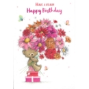 GREETING CARDS, Birthday 6's Floral Teddy & Presents